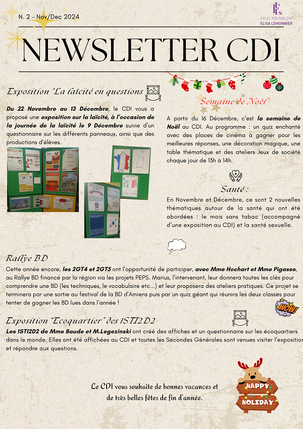 Newsletter du CDI n°2 - novembre-décembre 2024