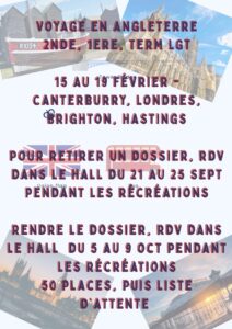 Voyage en Angleterre - février 2027