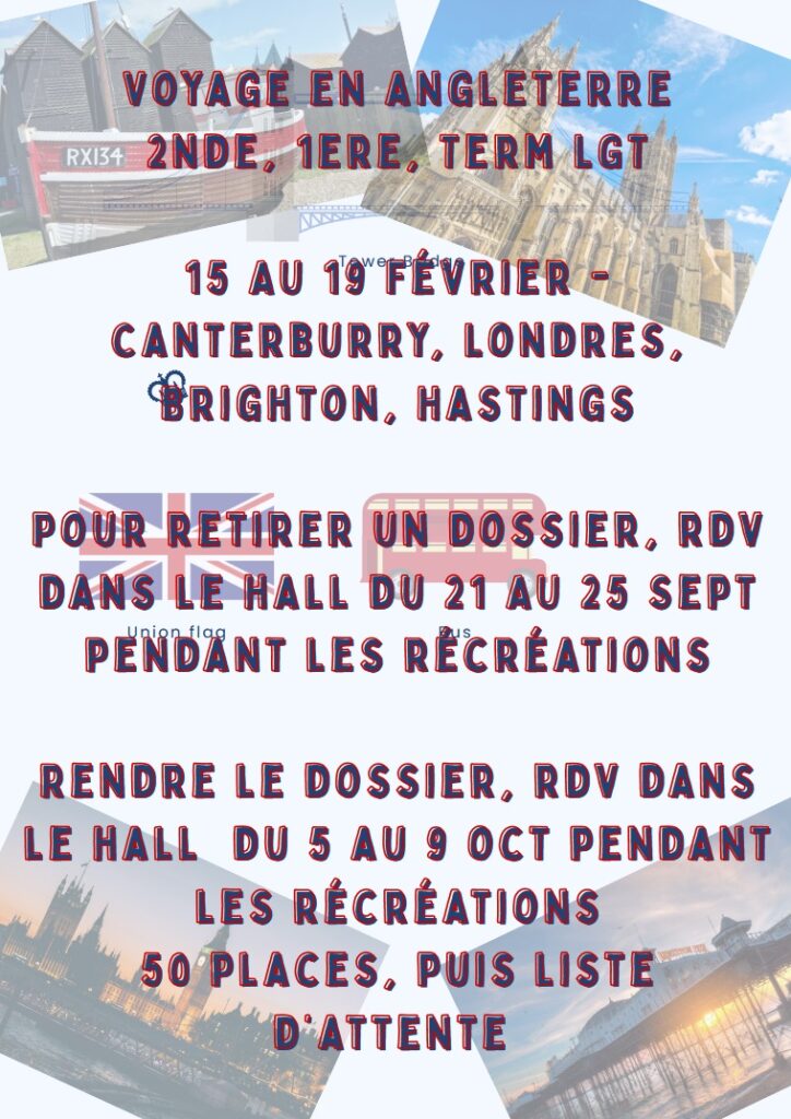 Voyage en Angleterre - février 2027