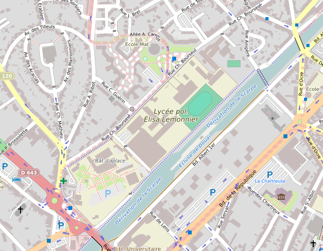 Plan de situation du Lycée Polyvalent Elisa Lemonnier - Source : OpenStreetMap