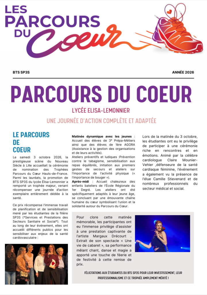 Parcours du coeur : le LPO Elisa Lemonnier récompensé